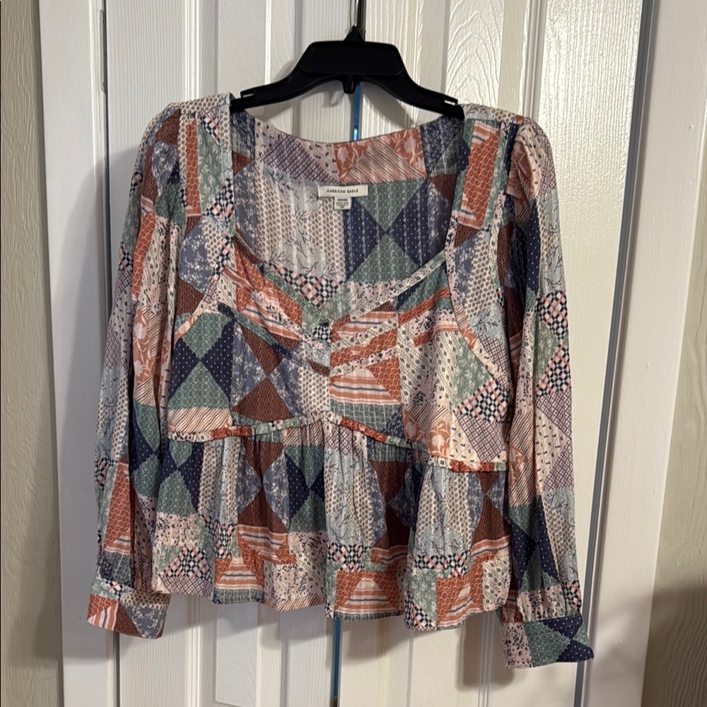 Patchwork Long Sleeve Top - image 1